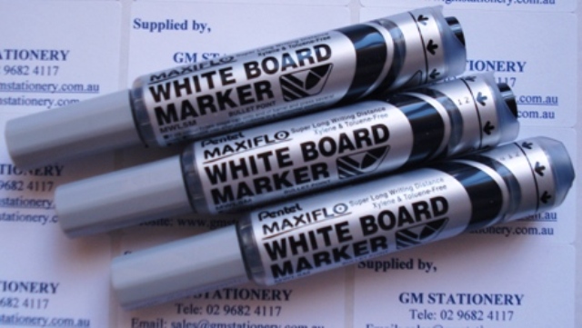 Pentel MWL5A Maxiflo Whiteboard Marker Black - Box 12